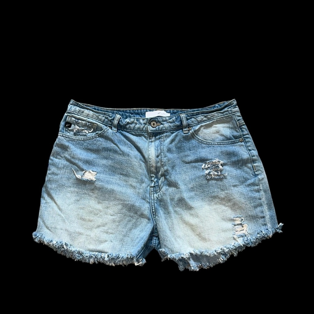 KanCan Denim Raw Edge Distressed Jean Shorts Festival Boho Hippie USA Size 13/31